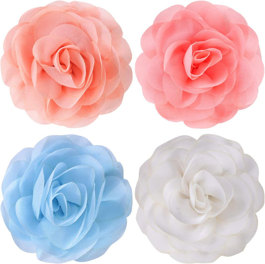4 Pieces Dog Flower Bow Collar Multicolored Pet Bow Collar Dog Charms Flower Set for Puppy Cat Pet Grooming Accessories(White, Peach Pink, Sky Blue, Flesh Pink)