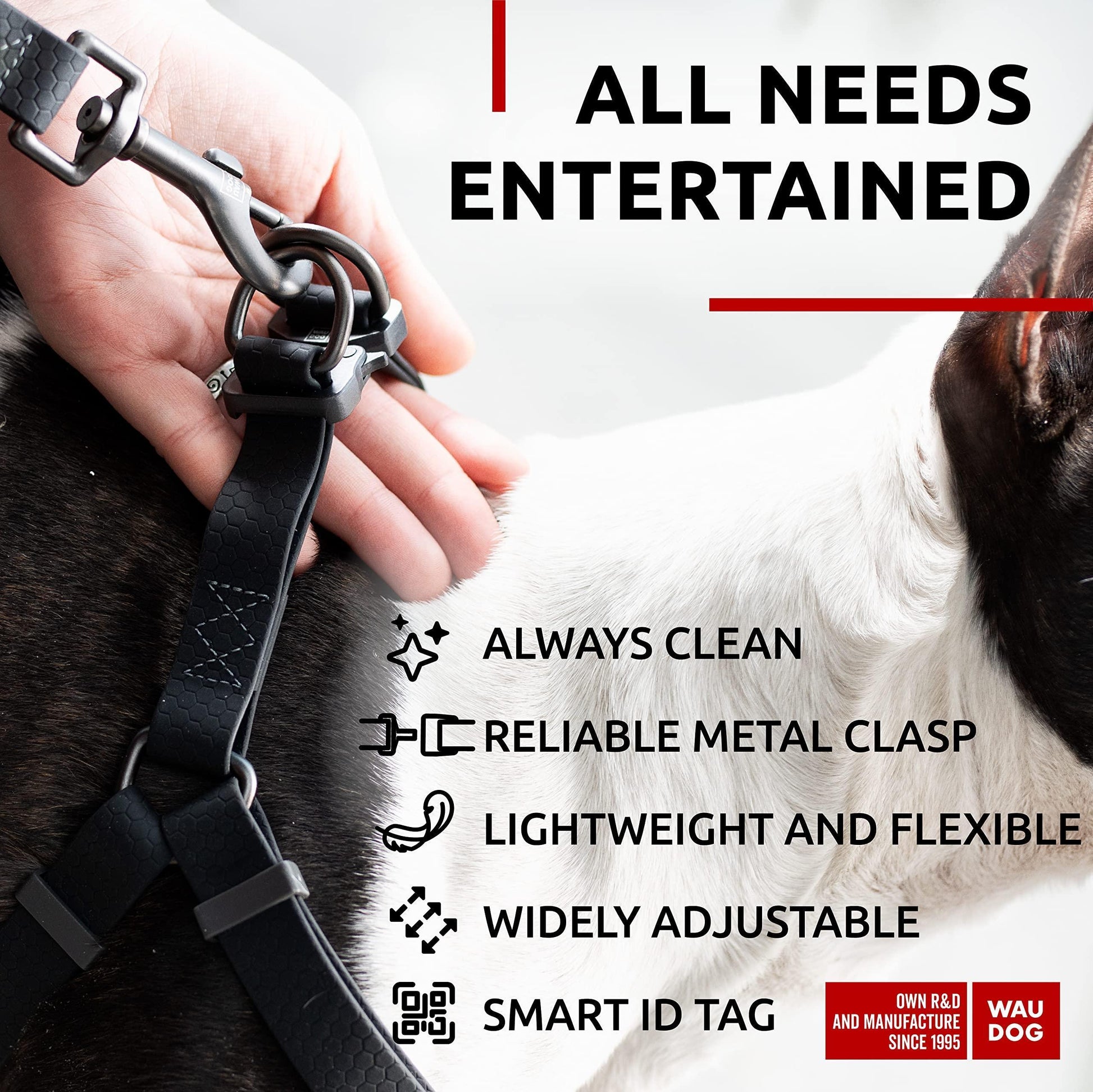 Black Waterproof Dog Harness Adjustable for Small Dogs S Size 1622 Inch