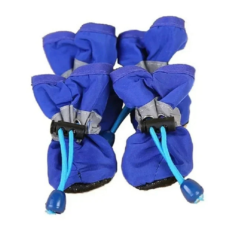 4Pcs/Set Waterproof Pet Dog Shoes Anti-Slip Rain Boots Footwear for Small Cats Dogs Puppy Dog Pet Booties Pet Paw Accessories,M,Bule