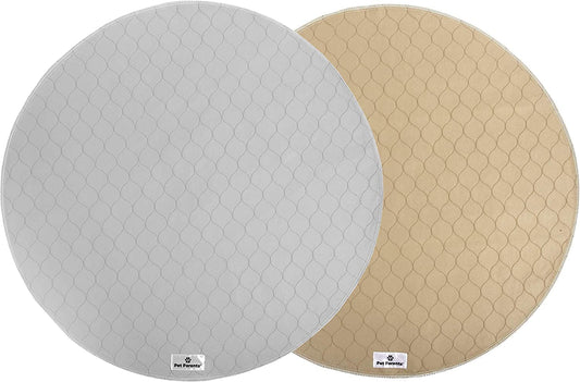 ® Pawtect® Pads Washable Pee Pads for Dogs (2Pack) of Premium Dog Pee Pads, Waterproof Puppy Pads & Reusable Dog Pads, Whelping Pads & Modern Pee Pads for Dogs (Tan/Grey, 36" Round)