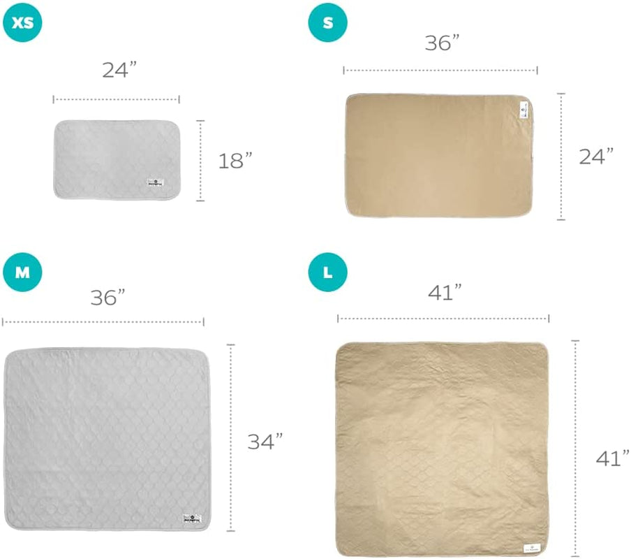 ® Pawtect® Pads Washable Pee Pads for Dogs (2Pack) of Premium Dog Pee Pads, Waterproof Puppy Pads & Reusable Dog Pads, Whelping Pads & Modern Pee Pads for Dogs (Tan/Grey, 34X36)